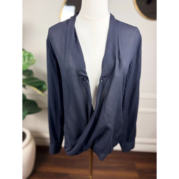 Cloth & Stone by Anthropologie Black Tencel Faux Wrap Blouse • Size Small - Picture 7 of 10